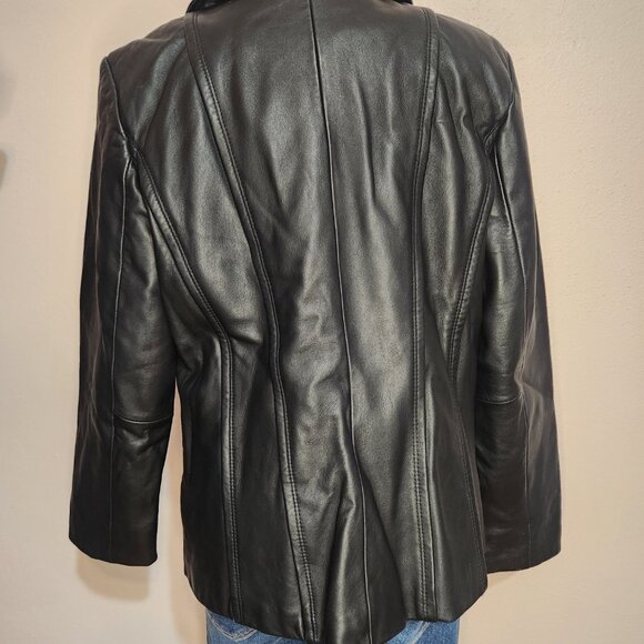 Kenneth Cole Reaction Authentic Leather Black Coat Size Large - Picture 2 of 12